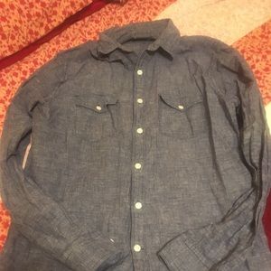 Express blue linen shirt fitted m medium men’s